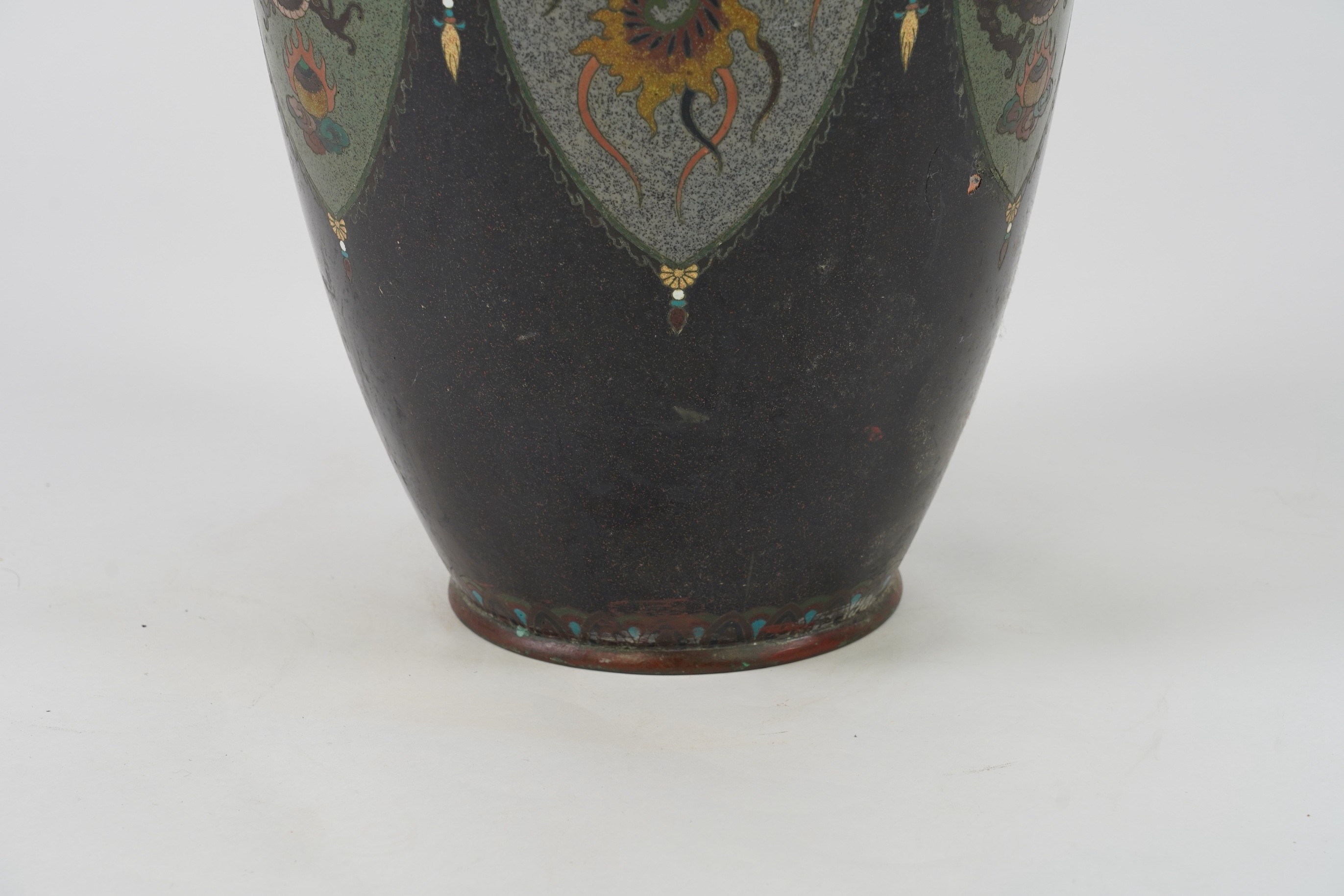 A massive Japanese cloisonné enamel vase, Kyoto, early 20th century